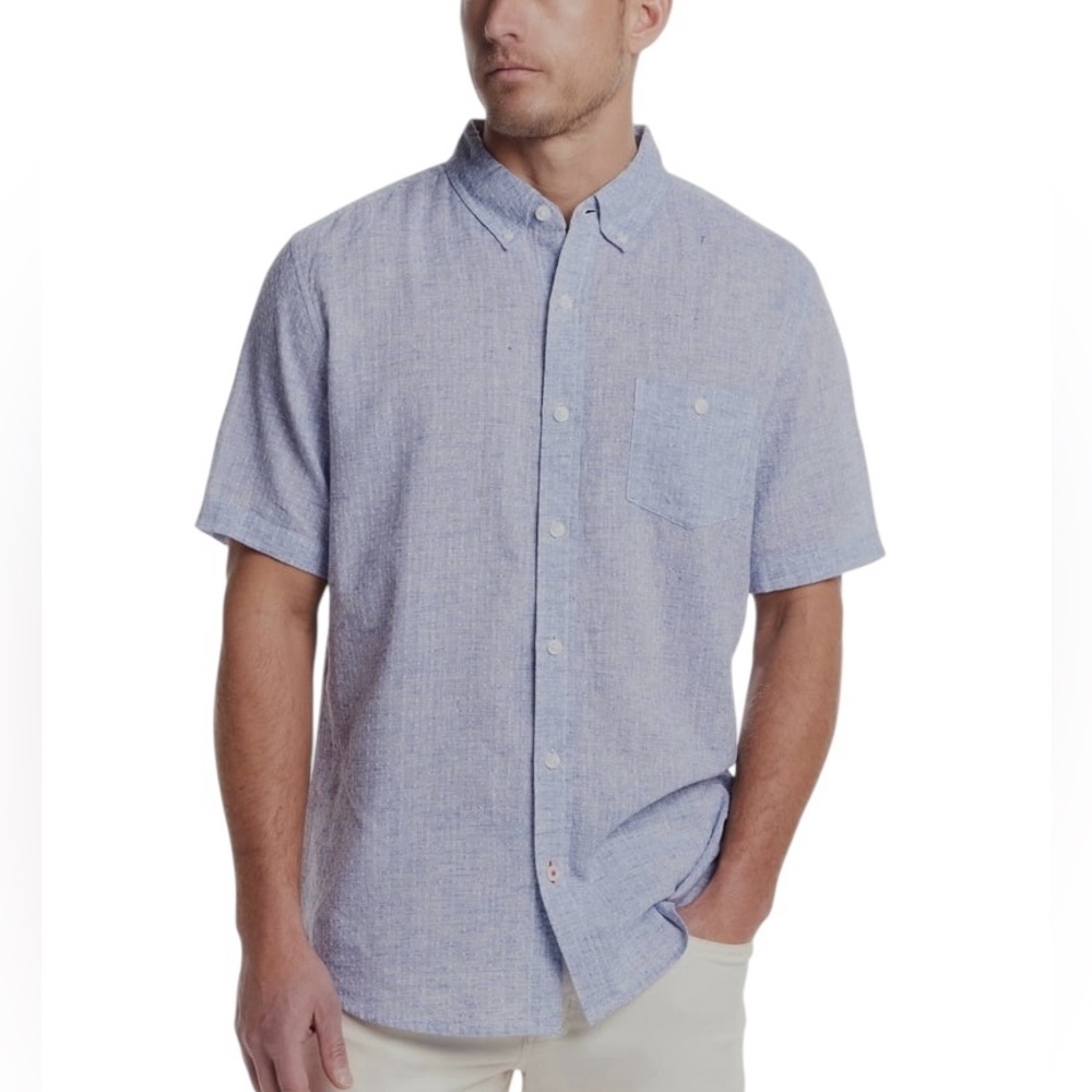 Frontier Threads Men's Short Sleeve Linen Cotton Buttondown Shirt- XL